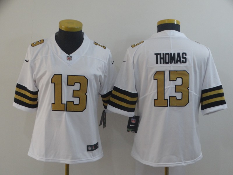 Women Nike Saints 13 Michael Thomas White Women Color Rush Limited Jersey