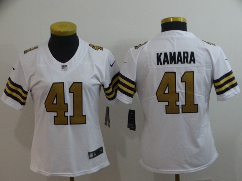 Women Nike Saints 41 Alvin Kamara White Women Color Rush Limited Jersey