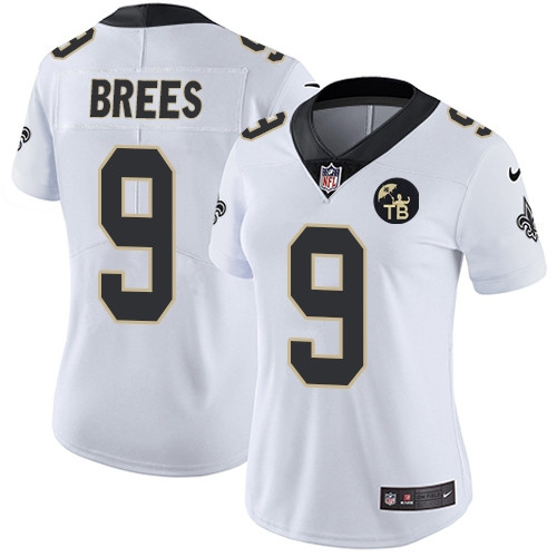Women Nike Saints 9 Drew Brees White Women W Tom Benson Patch Vapor Untouchable Limited Jersey