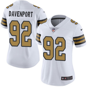 Women Nike Saints 92 Marcus Davenport White Women Color Rush Limited Jersey