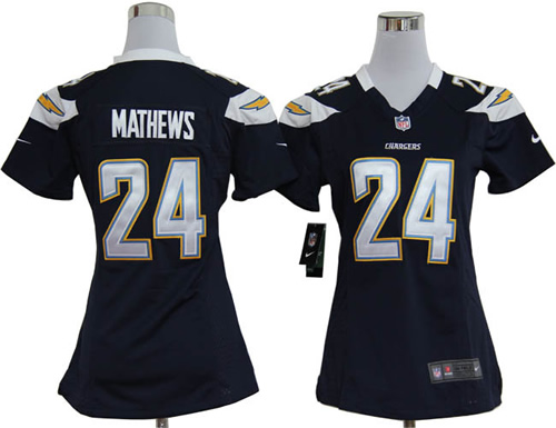 women NEW san diego chargers 24# ryan mathews dark blue jerseys
