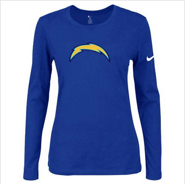 Women Nike San Diego Chargers Of The City Long Sleeve Tri-Blend NFL T-Shirt Blue