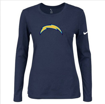 Women Nike San Diego Chargers Of The City Long Sleeve Tri-Blend NFL T-Shirt Dark Blue