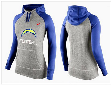 Women Nike San Diego Chargers Performance Hoodie Grey & Blue_1