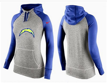 Women Nike San Diego Chargers Performance Hoodie Grey & Blue_2
