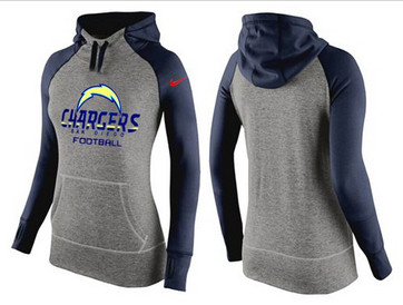 Women Nike San Diego Chargers Performance Hoodie Grey & Dark Blue