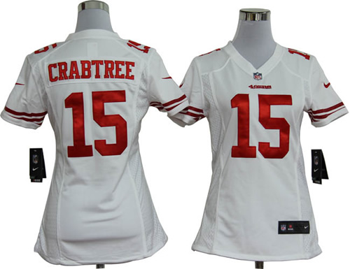 Women NEW San Francisco 49ers 15 Michael Crabtree White Jerseys