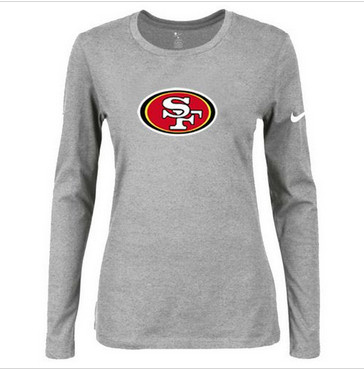 Women Nike San Francisco 49ers Of The City Long Sleeve Tri-Blend NFL T-Shirt Light Grey