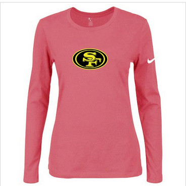 Women Nike San Francisco 49ers Of The City Long Sleeve Tri-Blend NFL T-Shirt Pink-2