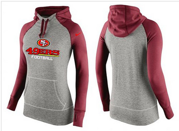 Women Nike San Francisco 49ers Performance Hoodie Grey & Red_1