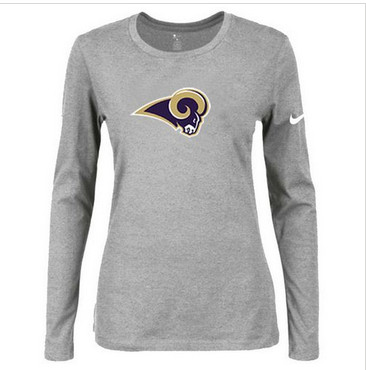 Women Nike St.Louis Rams Of The City Long Sleeve Tri-Blend NFL T-Shirt Light Grey
