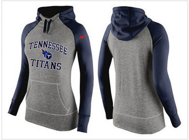 Women Nike Tennessee Titans Performance Hoodie Grey & Dark Blue_2