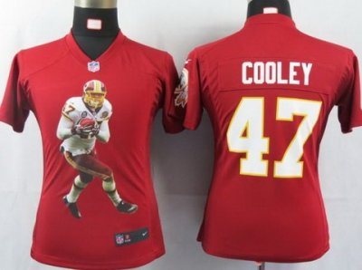 Women NEW NFL WaShington Redskins #47 Cooley Red Portrait FaShion Game Jerseys
