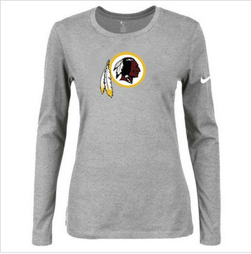 Women Nike Washington Redskins Of The City Long Sleeve Tri-Blend NFL T-Shirt Light Grey
