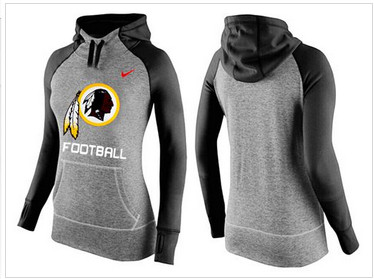 Women Nike Washington Redskins Performance Hoodie Grey & Black_1