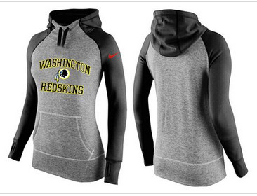 Women Nike Washington Redskins Performance Hoodie Grey & Black_2