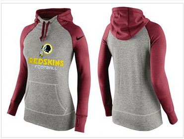 Women Nike Washington Redskins Performance Hoodie Grey & Red_1