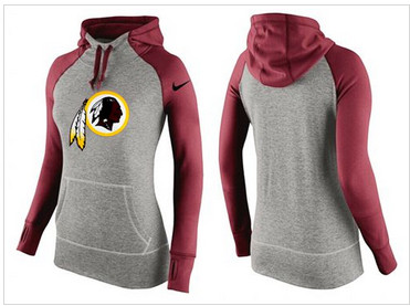 Women Nike Washington Redskins Performance Hoodie Grey & Red_2