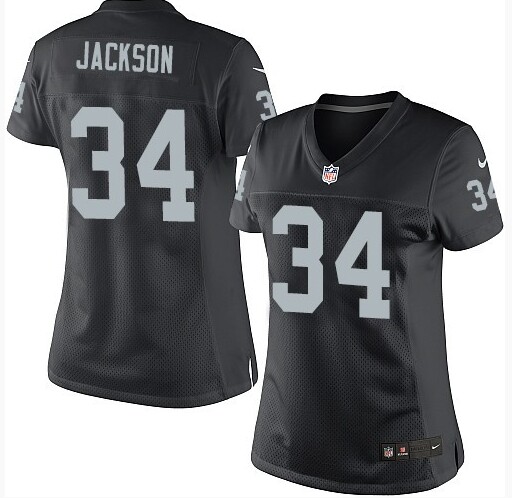 Women Oakland Raiders #34 Bo Jackson Black NFL Jerseys