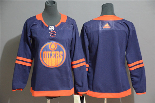 Women Oilers Blank Navy Women 50th Anniversary Adidas Jersey