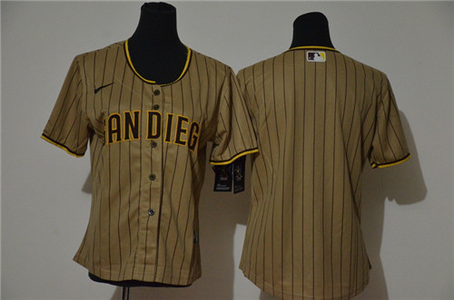 Women Padres Blank White Brown Cool Base Women Jersey