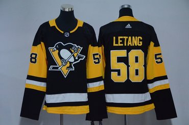 Women Penguins 58 Kris Letang Black Adidas Jersey