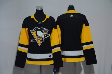 Women Penguins Blank Black Women Adidas Jersey