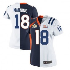 Women Peyton Manning #18 Broncos Alternate_Colts Road Super Bowl 50_XLI Game Two Tone Jersey