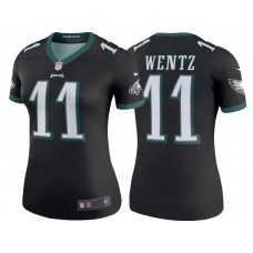Women Philadelphia Eagles #11 Carson Wentz Black Color Rush Legend Jersey