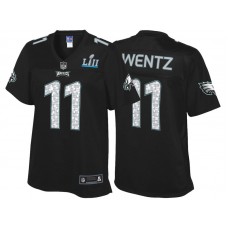 Women Philadelphia Eagles #11 Carson Wentz Black Super Bowl LII Fashion Jersey