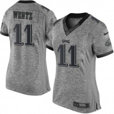 Women Philadelphia Eagles #11 Carson Wentz Gray Gridiron Limited Jersey