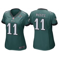 Women Philadelphia Eagles #11 Carson Wentz Green Super Bowl LII Bound Game Jersey