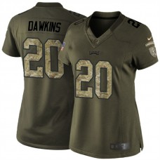 Women Philadelphia Eagles #20 Brian Dawkins Green Salute To Service Jersey