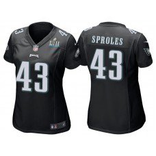 Women Philadelphia Eagles #43 Darren Sproles Black Super Bowl LII Bound Game Jersey