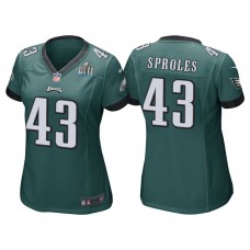 Women Philadelphia Eagles #43 Darren Sproles Green Super Bowl LII Bound Game Jersey