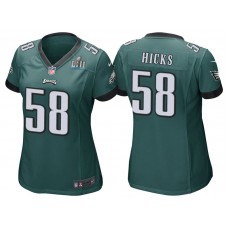 Women Philadelphia Eagles #58 Jordan Hicks Green Super Bowl LII Bound Game Jersey