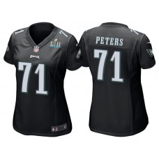 Women Philadelphia Eagles #71 Jason Peters Black Super Bowl LII Bound Game Jersey