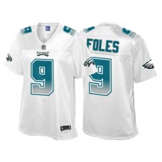 Women Philadelphia Eagles #9 Nick Foles White Fade Fashion Jersey
