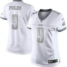 Women Philadelphia Eagles #9 Nick Foles White Platinum Jersey