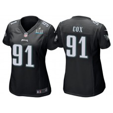 Women Philadelphia Eagles #91 Fletcher Cox Black Super Bowl LII Bound Game Jersey