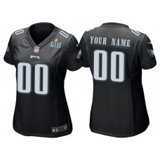 Women Philadelphia Eagles Black Super Bowl LII Bound Game Customized Jersey