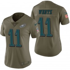 Women Philadelphia Eagles Carson Wentz Olive 2017 Salute to Service Limited Jersey