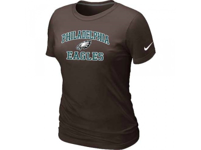 Women Philadelphia Eagles Heart & Soul Brown T-Shirt