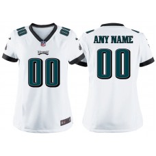 Women Philadelphia Eagles White Game Customized Jersey