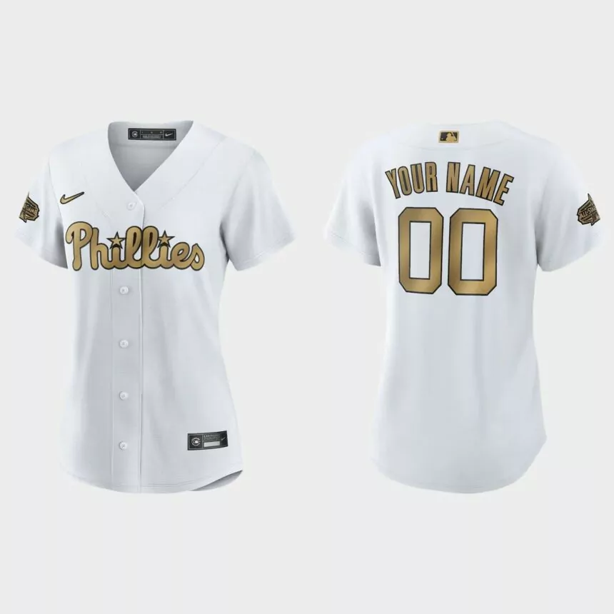 Women Philadelphia Phillies Custom White 2022 MLB All-Star Game Replica Jersey