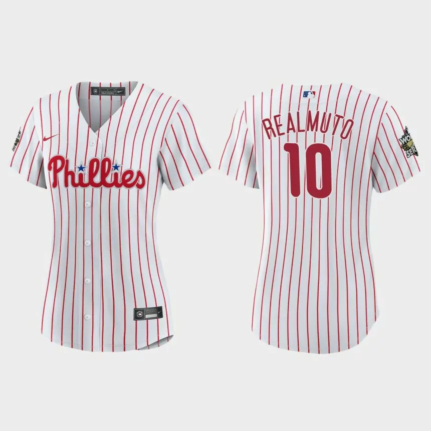 Women Philadelphia Phillies J.T. Realmuto White 2022 World Series Replica Jersey