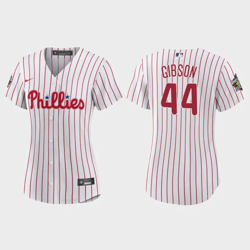 Women Philadelphia Phillies Kyle Gibson White 2022 World Series Replica Jersey