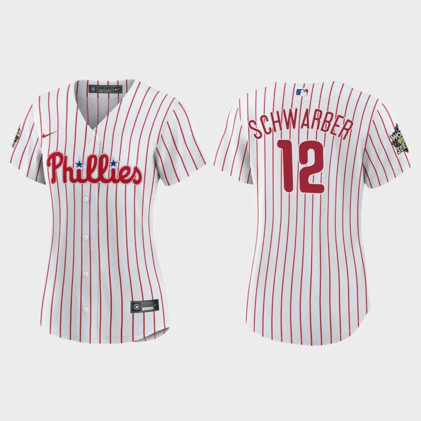 Women Philadelphia Phillies Kyle Schwarber White 2022 World Series Replica Jersey