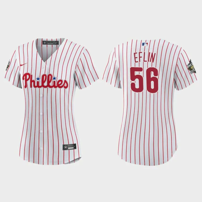 Women Philadelphia Phillies Zach Eflin White 2022 World Series Replica Jersey