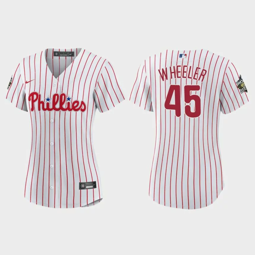 Women Philadelphia Phillies Zack Wheeler White 2022 World Series Replica Jersey